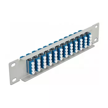 Glasvezel patchpaneel DeLOCK 10 inch 12 poorten LC quad blauw 1U grijs