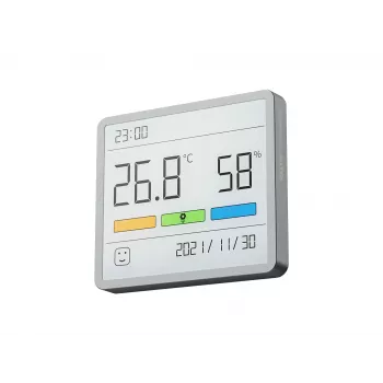 Gecombineerde hygrometer, thermometer en klok MOVA MTHM01 – digitale binnenunit voor het meten van de relatieve luchtvochtigheid en temperatuur, compact voor bureau, plank of wand