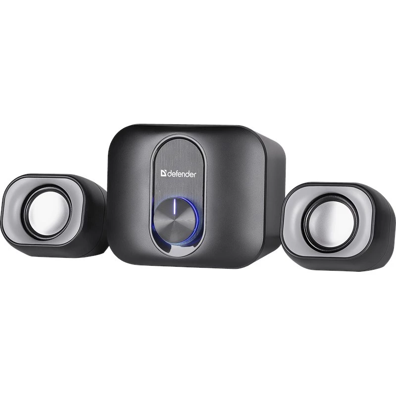 Desktop 2.1-luidspreker DEFENDER V13 — 11 W RMS (6 W satellieten, 5 W subwoofer), USB-voeding, 3,5-mm-ingang, zwart