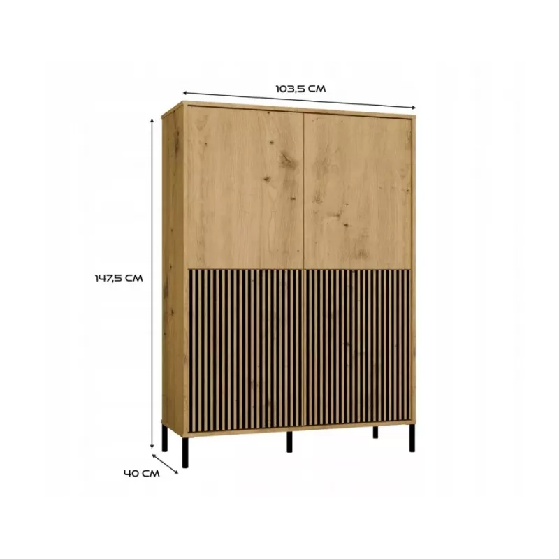 KAMARO 4DK smalle/GŁ eiken ARTISAN DISPLAY CABINET