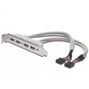 Slotplaatkabel USB 2.0 HighSpeed Type 2xIDC (5pin)/4xUSB A M/F grijs 0,25 m