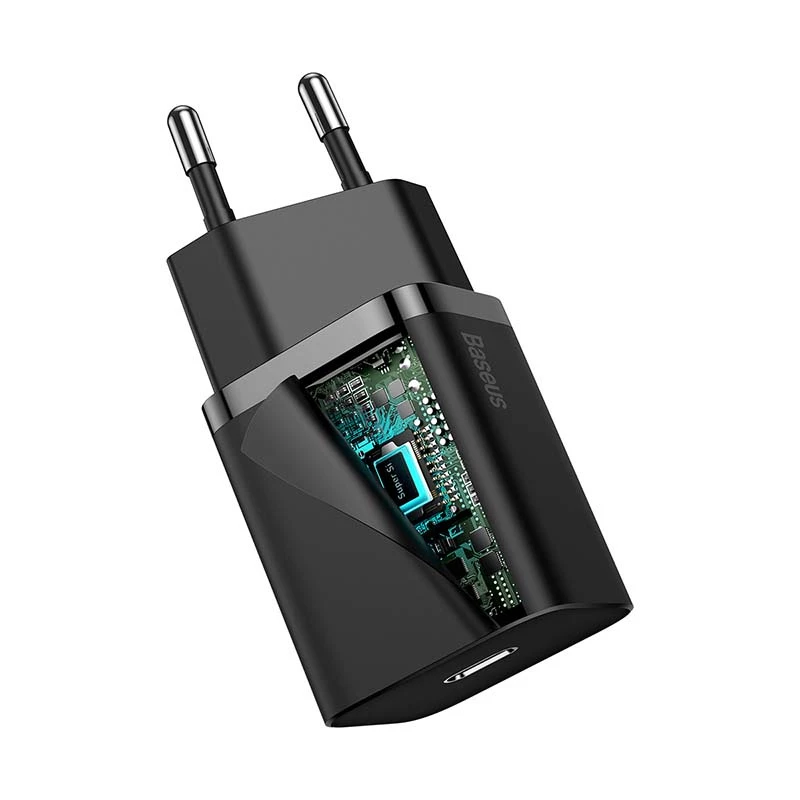 Baseus Super Si snellader 1C 20W met USB-C-kabel voor Lightning 1m (zwart)