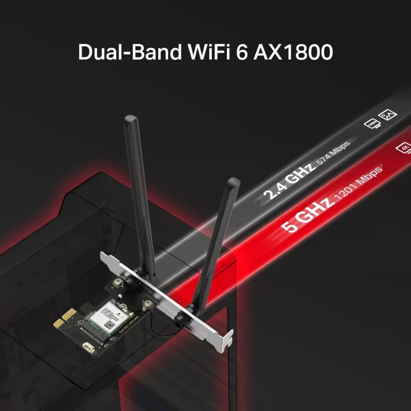 Mercusys MA70XE AX1800 Wi-Fi 6 Bluetooth PCI Express-adapter, dualband