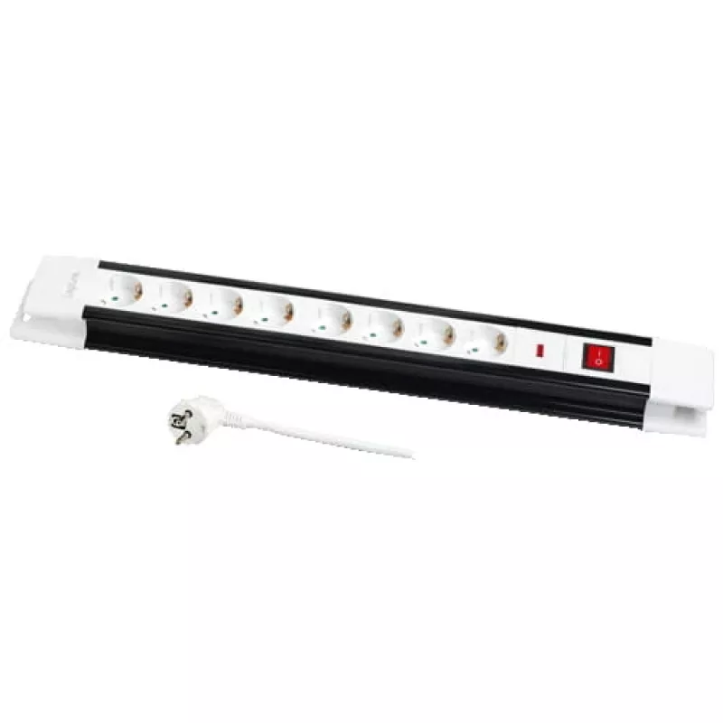Stroomverlengstuk LogiLink LPS207 3m 8 stopcontacten zwart wit