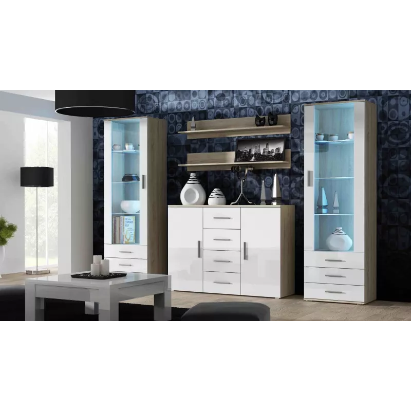 Cama woonkamer-sideboard UNI Sonoma-eiken/wit glanzend