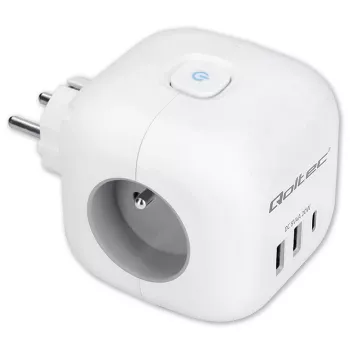 Stekkerdoos QOLTEC 52548 met 3× AC-stopcontacten en USB-aansluiting