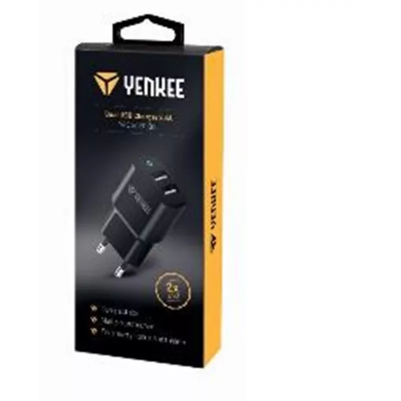 Oplader YENKEE YAC 2024BK – wandlader, 2× USB-A-aansluitingen, in totaal 12W (2,4A per aansluiting)