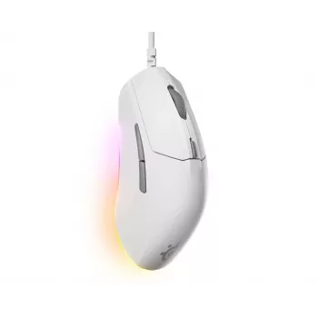 Gaming-muis STEELSERIES Rival 3 Gen 2 — optisch, 8500 DPI, bedraad USB Type-A, rechtshandig, wit, 77 g