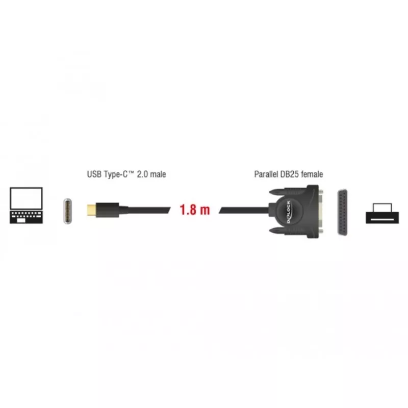 Parallelkabel DeLOCK 62980 zwart 1,8 m
