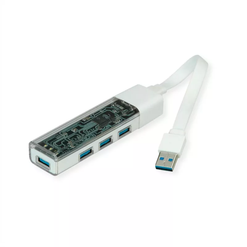 ROLINE mobiele USB 3.2 Gen 1 hub, 4-voudig, type A+C aansluitkabel