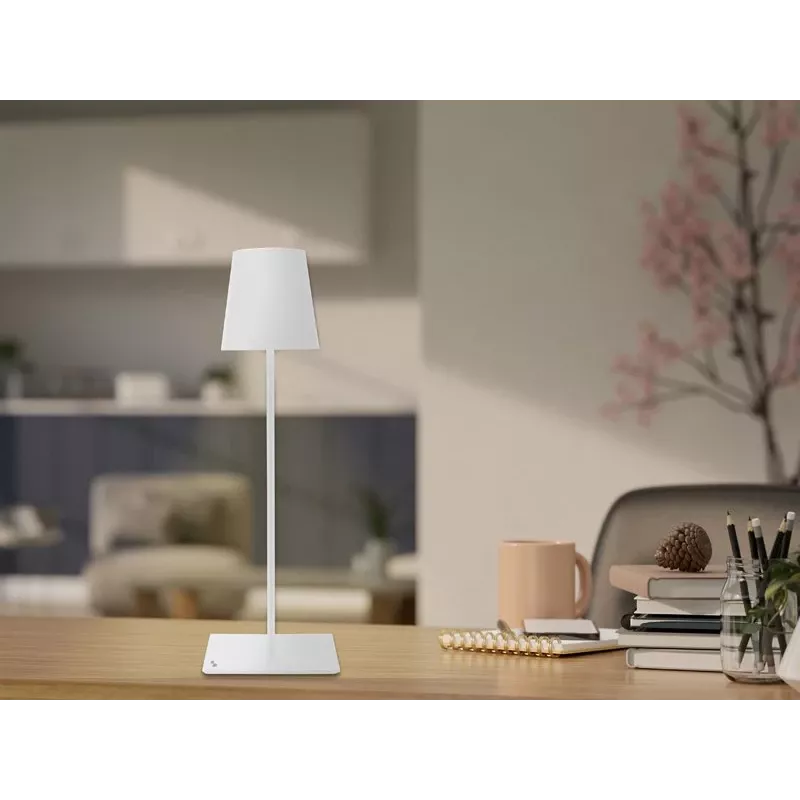 Beper P201UTP404 oplaadbare LED-vloerlamp, in hoogte verstelbaar, 2,5 W, dimbaar, metaal, wit