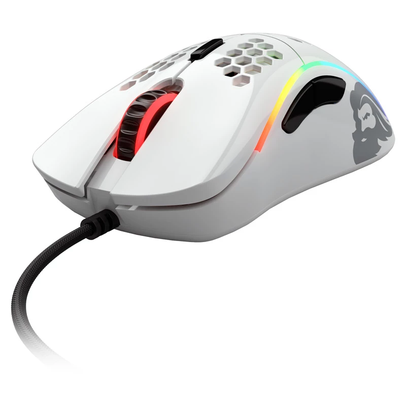Glorious Model D gamingmuis - wit, glanzend + grip tape - zwart