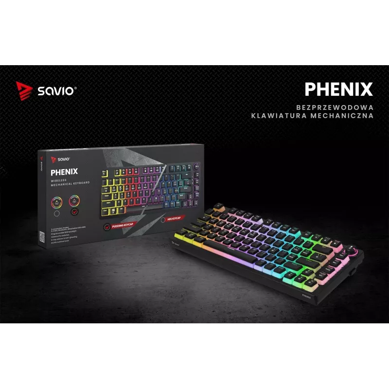 Gamingtoetsenbord Savio SAVGK-PHENIX RED PUDDING mechanisch RGB draadloos