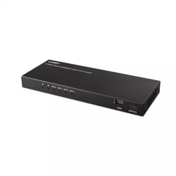 Lindy 4-poorts HDMI 8K60-splitter met audio, HDMI, 4x HDMI, 3,5 mm, 7680 x 4320 pixel, zwart, metaal