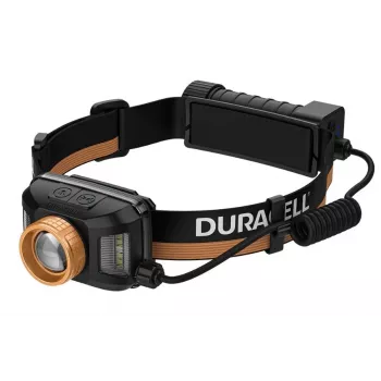 Hoofdlamp Duracell DH1500R — zwart/oranje, oplaadbare handsfree verlichting