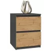 Topeshop W2 ANTRACYT/ARTISAN nachtkastje 2 lade(s) antraciet, eiken