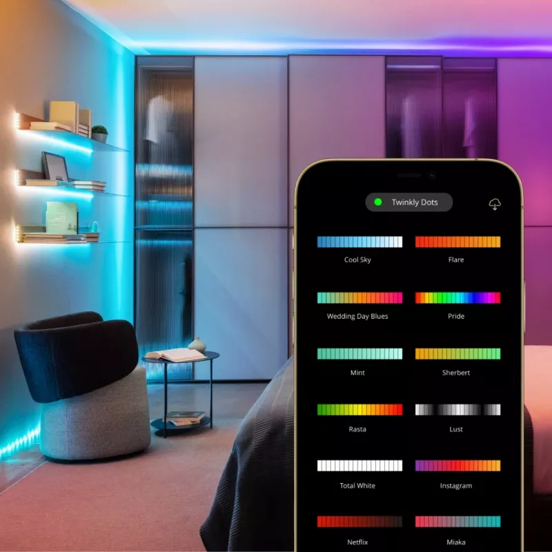 Twinkly Dots 60 RGB USB smart lights, 3 m, zwart