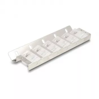Keystone-houder, 12-poorts, kantelbaar, voor 10-inch en 19-inch rack-/wandmontage, DELOCK 67040, metaal/kunststof, zilver, 77 × 222 × 27 mm