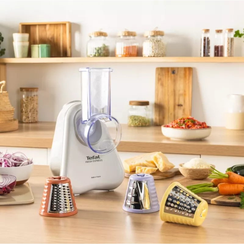 Elektrische groentesnijder Tefal Fresh Express DN853BE0 — 150 W, 3 verwisselbare invoer, 1 snelheid, crème