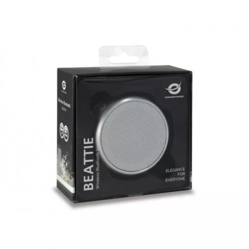 Conceptronic BEATTIE 01S draadloze Bluetooth-speaker, 3 W, Bluetooth 3.0+HS, ingebouwde microfoon, microSD, Micro-USB, zilver