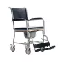 Toiletrolstoel MDH PLW006VC — opvouwbare toiletstoel van staal, 4 wielen, max. 110 kg, zitting 43×43 cm, breedte 530 mm, gewicht 11,2 kg