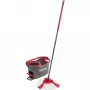 Wismop VILEDA EasyWring & Clean Turbo, rode technopolymeer-emmer, afneembare wasbare microvezeldoek, voor harde vloeren