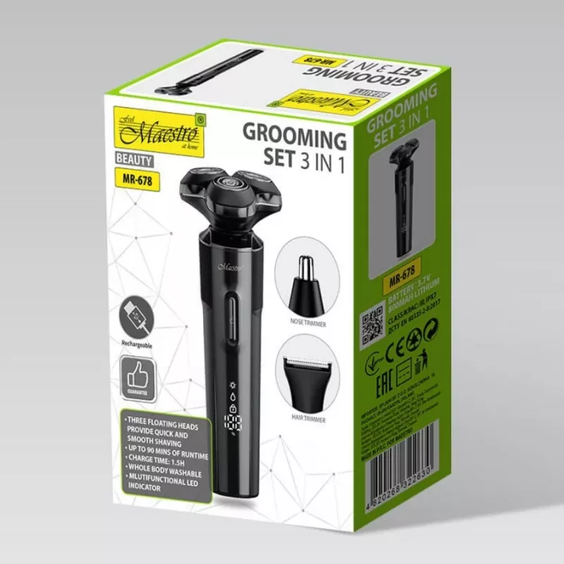Scheerset Maestro MR-678 3-in-1 USB 90 min. oplaadbare trimmer scheerapparaat groomer