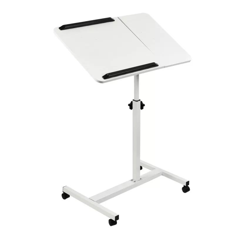 Maclean mobiele bureau-/laptopstandaard, wit, hoogteverstelling 59-89 cm, max. 30 kg, MC-121 W