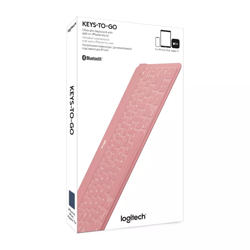 Logitech Keys-To-Go - toetsenbord - Bluetooth - QWERTY - Spaans - blush pink - voor Apple iPad/iPhone/TV
