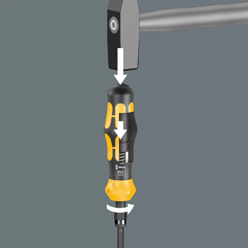 Wera 05018110001 Kraftform Kompakt 900 Set 1 schroevendraaierset met slagschroevendraaier en bits, 19-delig, 1/4", zwart/geel