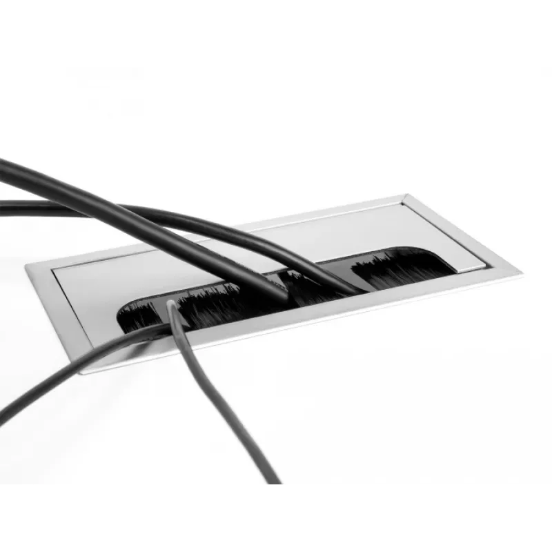 DeLOCK kabeldoorvoer voor tafmontage met borstel 80x80x28mm zilver