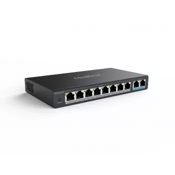Netwerk-PoE-switch Reolink RLA-PS1 — 8-poorts PoE, 150W totaalbudget, IEEE 802.3af/at, 2x Gigabit-uplink