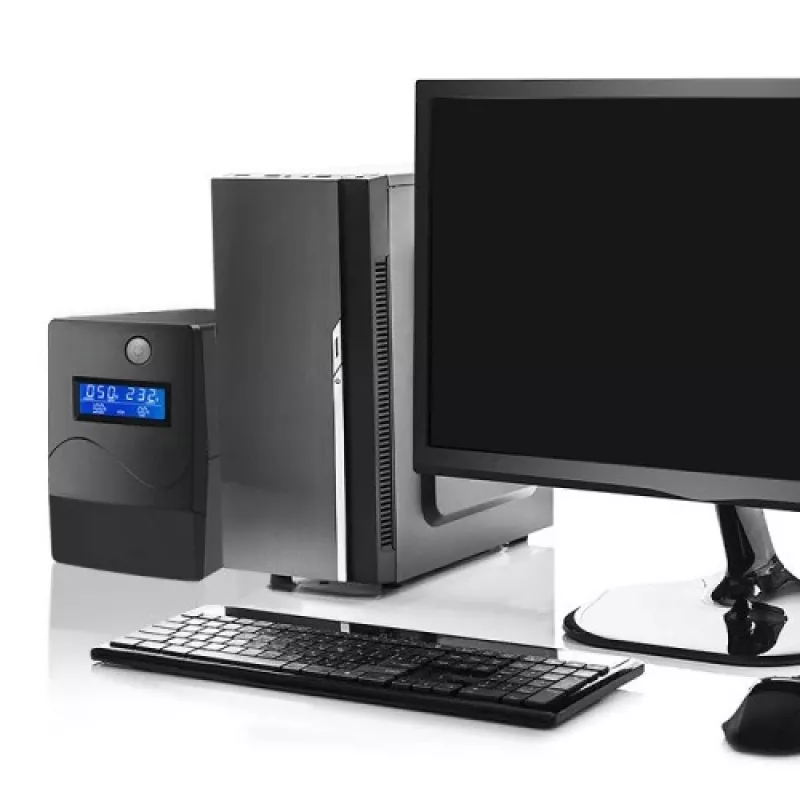 Qoltec Monolith UPS (uninterruptible power supply) dubbelconversie (online) 1 kVA 600 W 2 Schuko-stopcontacten