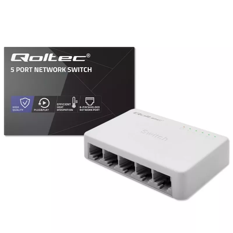 Netwerk-switch QOLTEC 52247 5 x RJ45-poorten 1000 Mbit/s Gigabit unmanaged