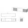 TV-kast Cama Meble LARA 183x35x37 cm, witte matte bovenkant, wit frame, zwarte haard