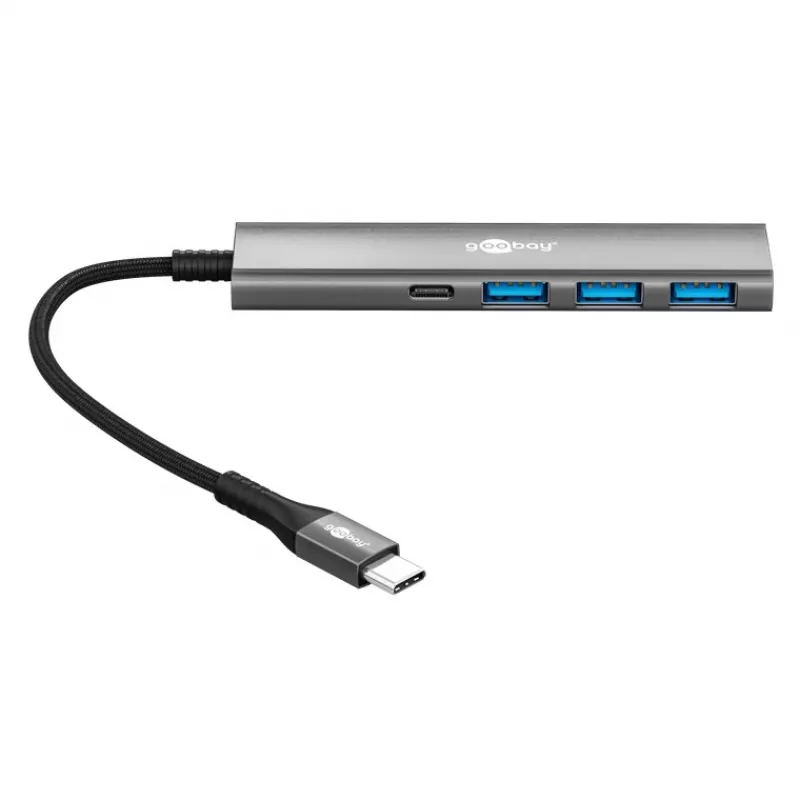 Goobay Slim 4-poorts USB-hub USB-C naar/USB-A 5 Gbit/s - -Plug> 1x (76562)