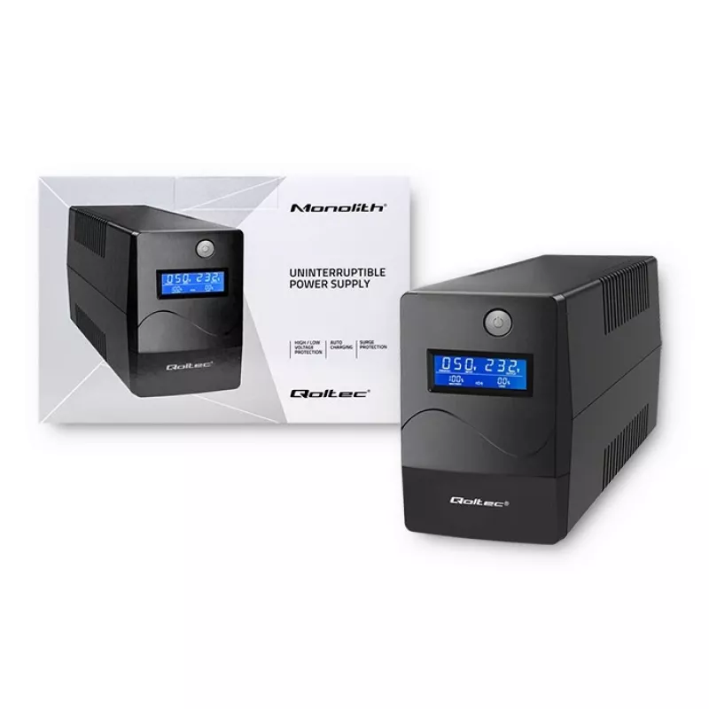 Qoltec Monolith UPS dubbelconversie online 0,65 kVA 360 W 2 stopcontacten