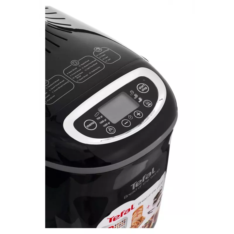 Broodmachine Tefal PF611838 — 1600 W, 1,5 kg capaciteit, 19 programma's, touchbediening, zwart