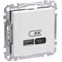 Schneider Electric WDE002983 wandstopcontact met USB-A- en USB-C-aansluitingen, Power Delivery, wit