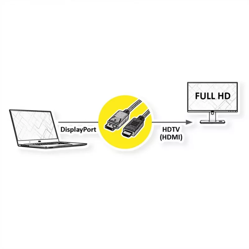 ROTRONIC-SECOMP Roline Green - adapterkabel - DisplayPort mannelijk vergrendeld naar HDMI mannelijk