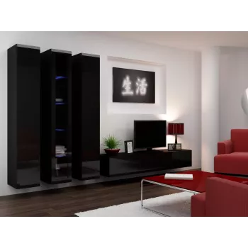 Cama gesloten kast VIGO '180' 180/40/30 zwart/zwart glanzend