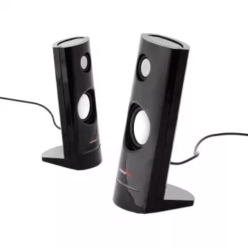 Bekabelde 2-weg-pc-luidspreker Audiocore AC860, 2.0 kanalen, 4 W RMS, USB-voeding, 3,5 mm ingang, zwart