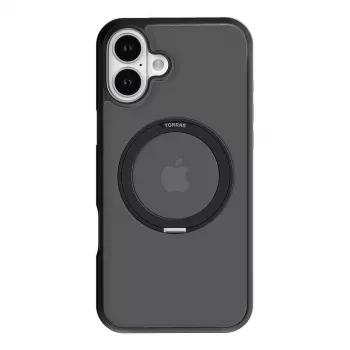 Beschermhoesje Torras Ostand Pro voor iPhone 16 Plus — zwart, slank profiel, licht