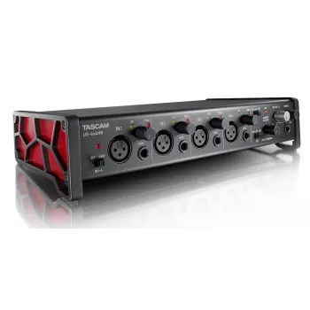 Audio-interface Tascam US-4X4HR – 4x XLR-combo, 4 analoge uitgangen, 56 dB microfoonvoorversterker, 192 kHz, USB 2.0, desktop, zwart