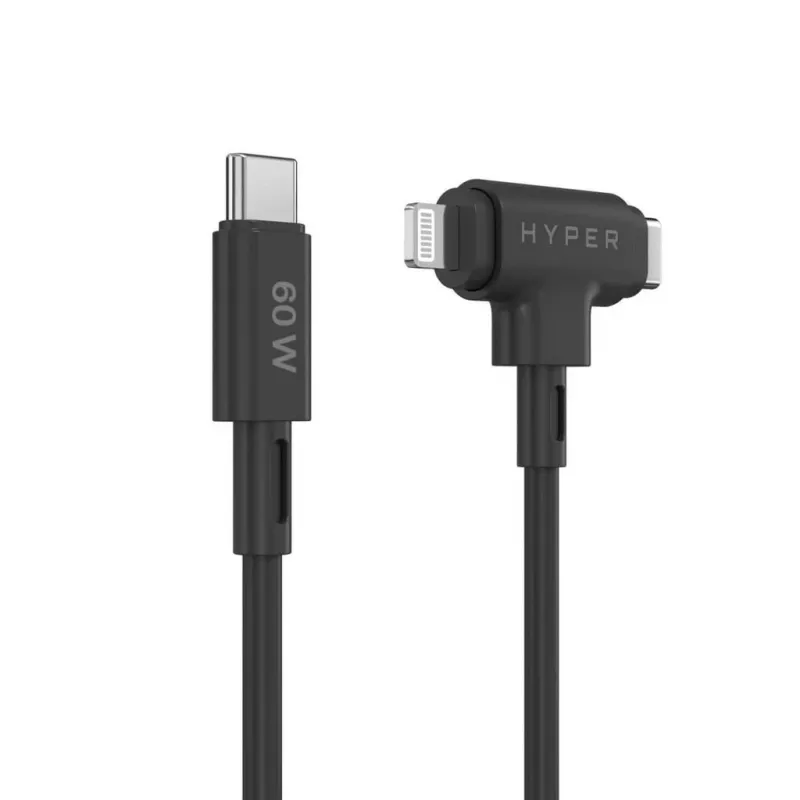 HYPER HyperJuice USB-kabel USB 2.0 1,5 m USB-C USB-C/Lightning zwart