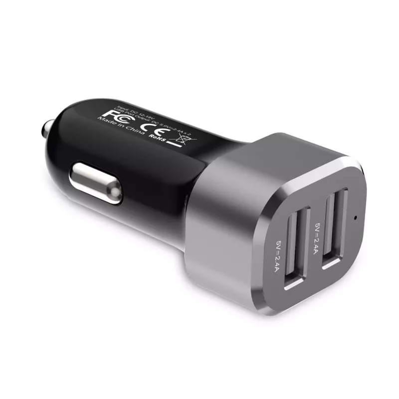 Autolader 2x USB 2,4A aluminium