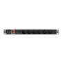 Stroomverdeeleenheid LANBERG PDU-06E-0200-BK — 6x Type-E-uitgangen, 16 A, 2 m kabel, 1HE rack, 220–250 V