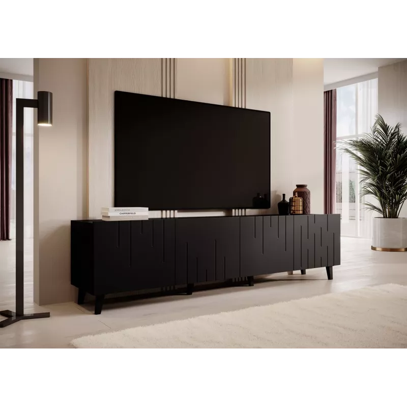 RTV-meubel BARI 200x42x52 mat zwart