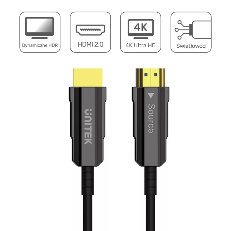 HDMI-kabel UNITEK C11072BK-25M 25 m 18 Gbit/s zwart