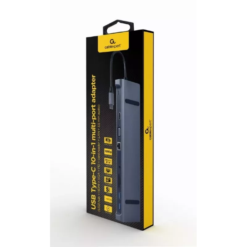 Gembird a-CM-COMBO10-01 notebook-dock/poortreplicator bekabelde USB...